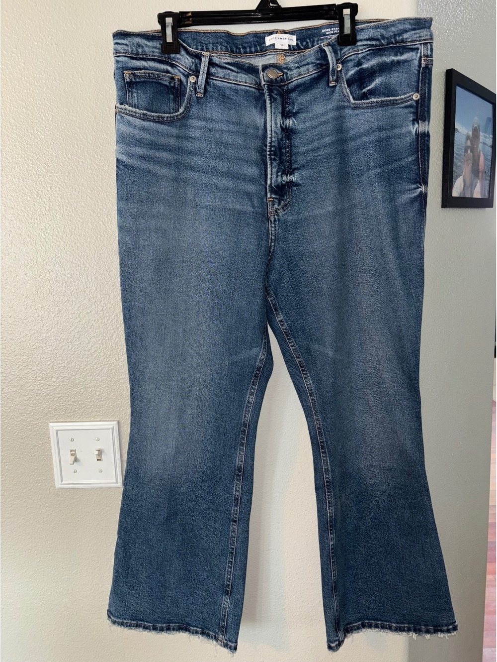 Good American Good Standard Kick Flare High Rise Jeans - Indigo 1014 - Size 16